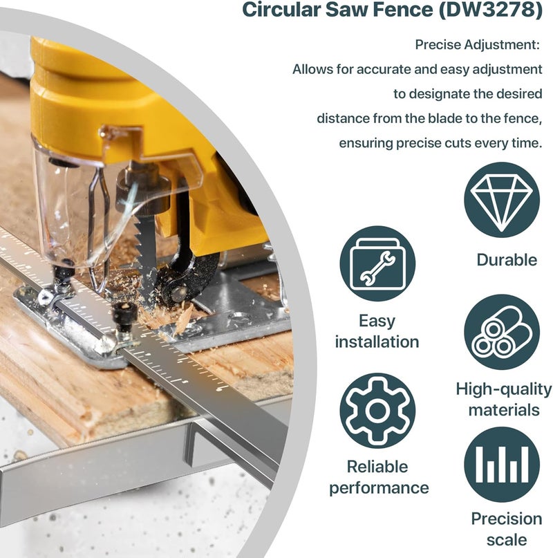 SurpLee DW3278 Circular Saw Rip Fence Kit – Compatible with DeWalt DCS575, DCS570, DCS577, DWE575, DWS535, and Works with 7-1/4-Inch to 8-1/4-Inch Circular Saws, Includes Round Head Stop Screw and Spring - Image 5